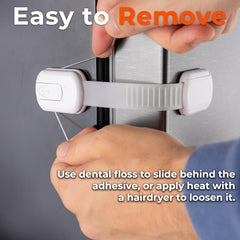 2-Pack Child Proof Fridge Lock with Adhesive - Adjustable Baby Proofing Straps - Refrigerator Lock for Kids - Freezer Latch to Keep Door Closed - for Toddlers, Cats, & Dogs - Universal Compatibility