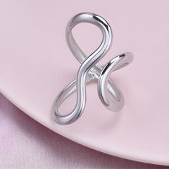 Chunky Rings For Women, Gold Silver Thumb Ring Asymmetrical Wavy Curve Ring Adjustable Non Tarnish Dainty Stainless Steel New Year Anniversary Birthday Jewelry Gift