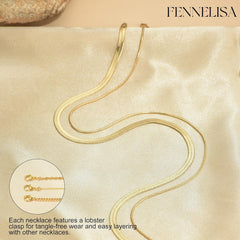 Layered Necklaces for Women,Dainty Gold Necklace for Women Trendy Gold Plated Necklace Set Stack Cuban Link Paperclip Chain Herringbone Jewelry Gifts 3Pcs