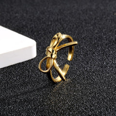 Bow Ring for Women Dainty Gold Bowknot Rings Pink Bow Ribbon Ring Promise Rings for Her Christmas Birthday Valentines Day Gifts