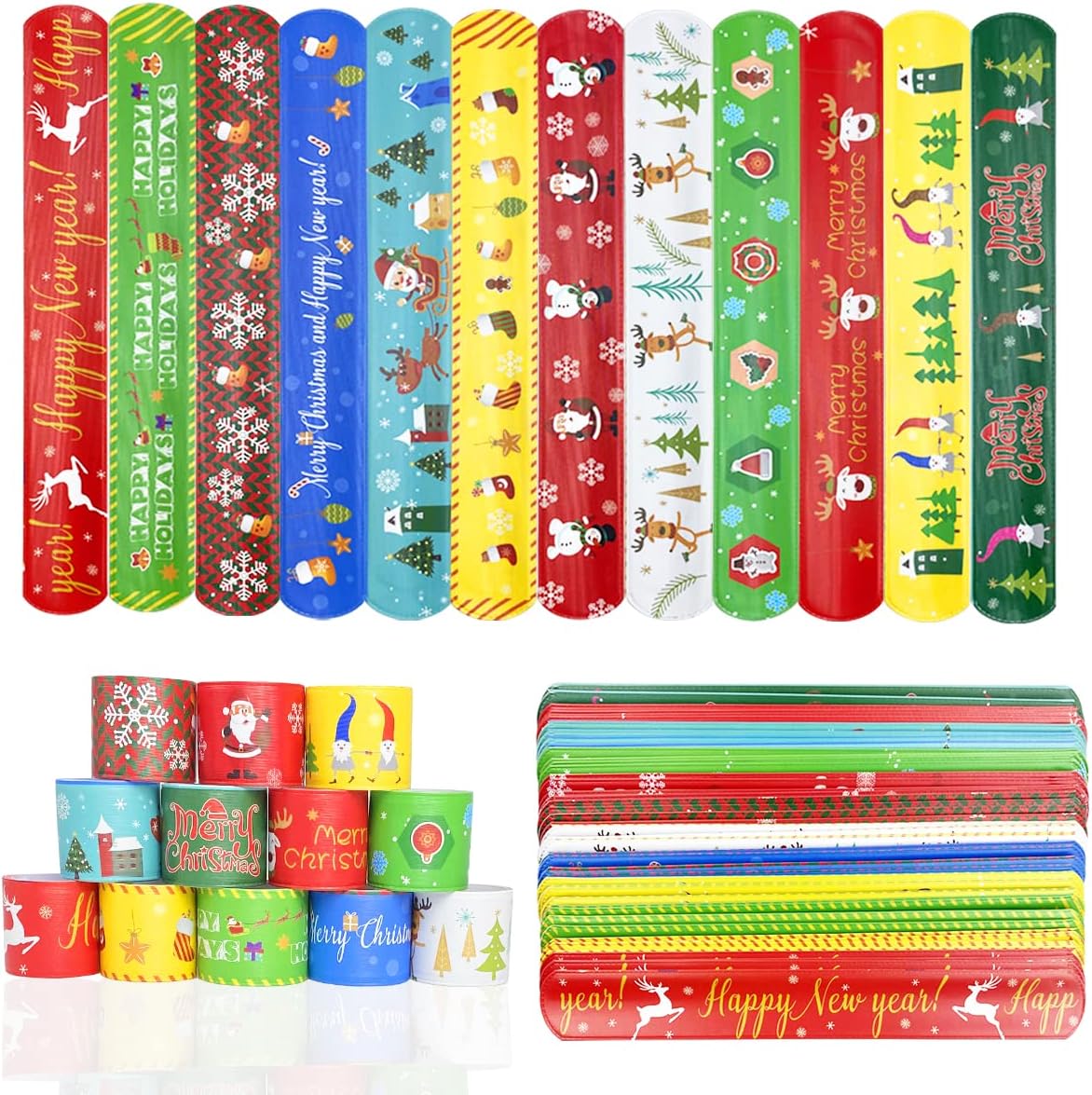 JoFAN 48 PCS Halloween Slap Bracelets Toys for Kids Girls Boys Halloween Party Favors Halloween Treat Bags Gifts