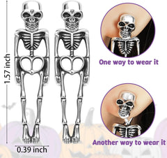 FULLIVE Halloween Earrings, Funny Skeleton Stud Dangle Skull Earrings, Hypoallergenic Halloween Accessories for Women Skeleton Jewelry