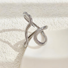 Chunky Rings For Women, Gold Silver Thumb Ring Asymmetrical Wavy Curve Ring Adjustable Non Tarnish Dainty Stainless Steel New Year Anniversary Birthday Jewelry Gift