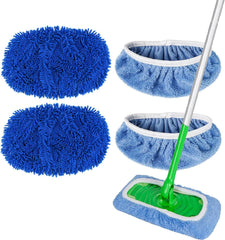 Reusable Microfiber Mop Pads Washable Wet Pads Compatible with Swiffer Sweeper Refills Pads for Wet & Dry Sweeping Cloths Mop Head Replacement for Household Cleaning (4PCS)