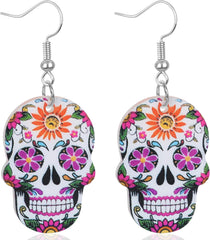 FULLIVE Halloween Earrings, Funny Skeleton Stud Dangle Skull Earrings, Hypoallergenic Halloween Accessories for Women Skeleton Jewelry