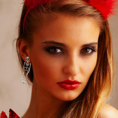 FULLIVE Halloween Earrings, Funny Skeleton Stud Dangle Skull Earrings, Hypoallergenic Halloween Accessories for Women Skeleton Jewelry