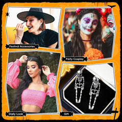 Halloween Skull Earrings with Heart Cutout - Punk Gothic Jewelry for Women Men, Alloy Electroplated Goth Ear Accessories, Lightweight 5g, 4cm Length, Hypoallergenic (Silver/Gold)