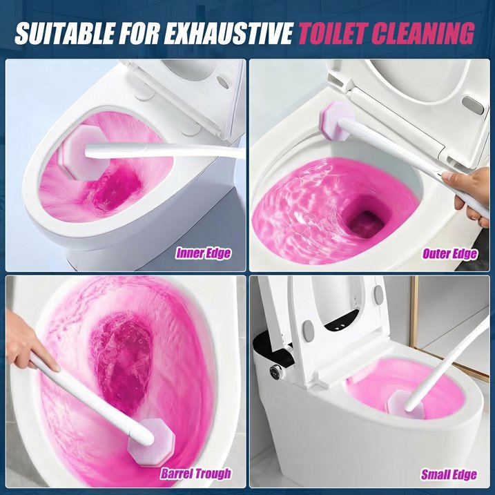50PCS Toilet Bowl Wand Refills，3-Layer Bathroom Cleaning, Easy Snap-On Toilet Cleaning，Disposable Toilet Cleaner Filling Pad，Cherry Blossom Fragrance