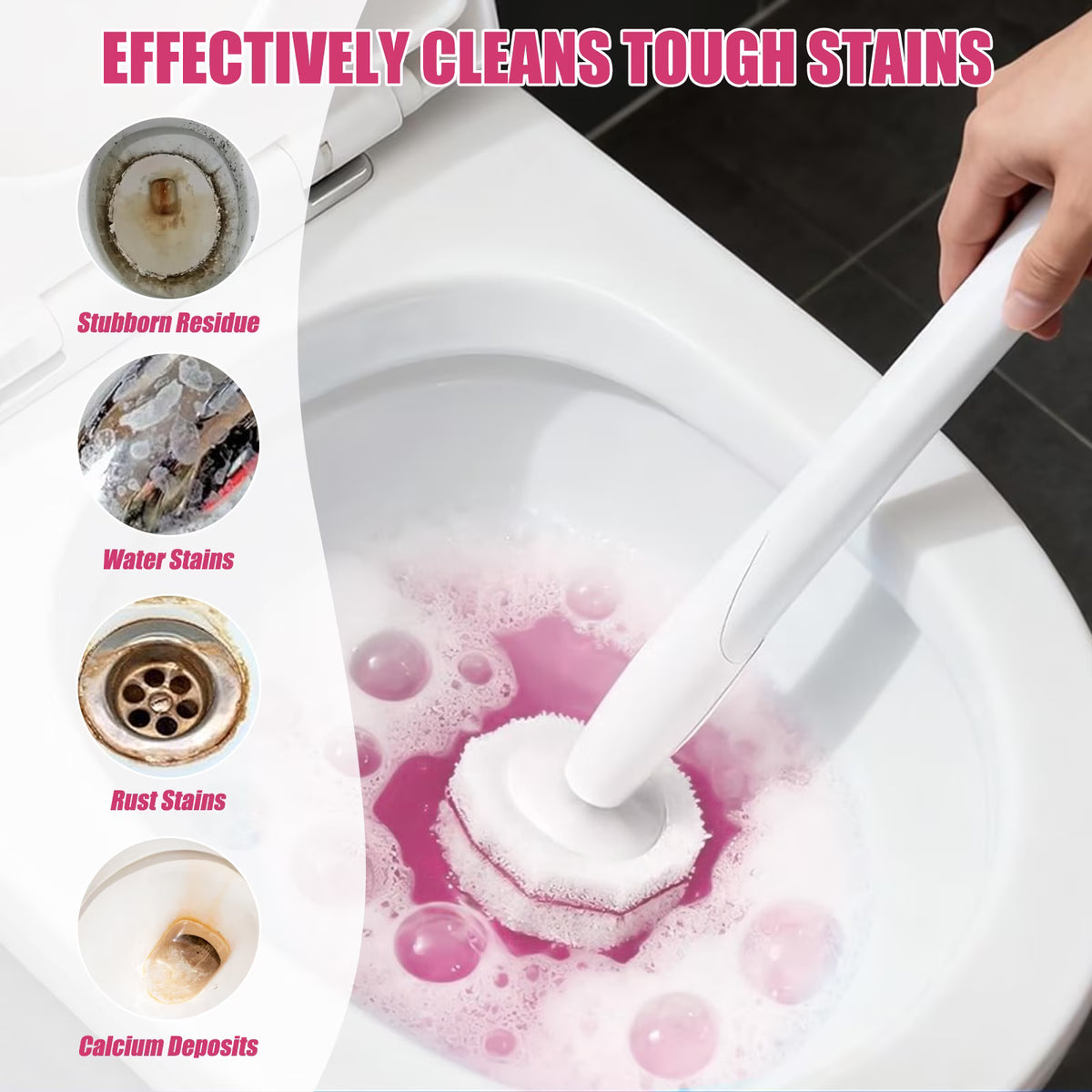 50PCS Toilet Bowl Wand Refills，3-Layer Bathroom Cleaning, Easy Snap-On Toilet Cleaning，Disposable Toilet Cleaner Filling Pad，Cherry Blossom Fragrance