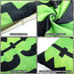 Tegeme 4 Pcs Halloween Pillow Covers 18x18 Inch Ghost Black Cat Monster Pumpkin Funny Pillow Covers Farmhouse Rustic Burlap Pillowcase Halloween Linen Cushion Case for Sofa Couch Home Indoor