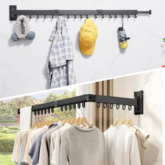 CLIPORE Retractable Clothesline Indoor, Foldable Wall Mounted Clothes Drying Rack, Space-Saving Laundry Rack for Bathroom and Balcony, Send Goods from Local Warehouse