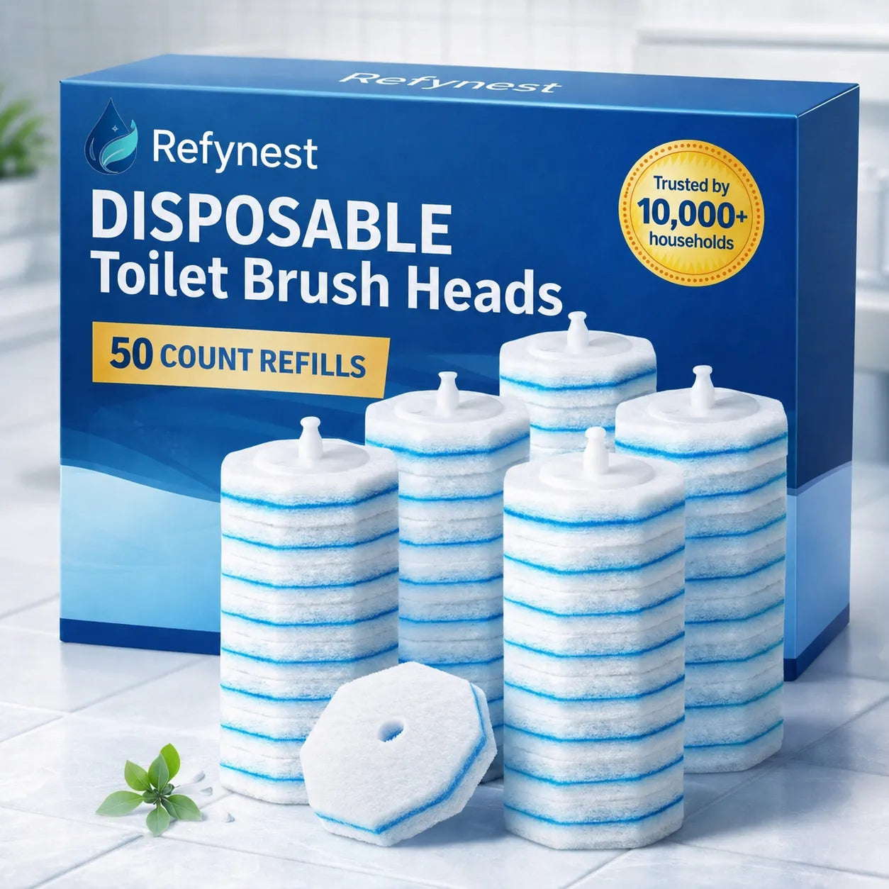 50PC Toilet Wand Refills for Hygienic Toilet Cleaning