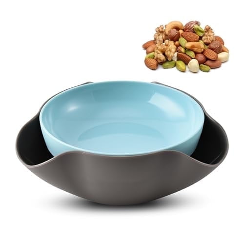 Double-Layer Nut Bowl with Separate Compartments - For Candy Pistachios in Shell, Shells - Red Snack Bowl for Home and Party, Send Goods from Local Warehouse