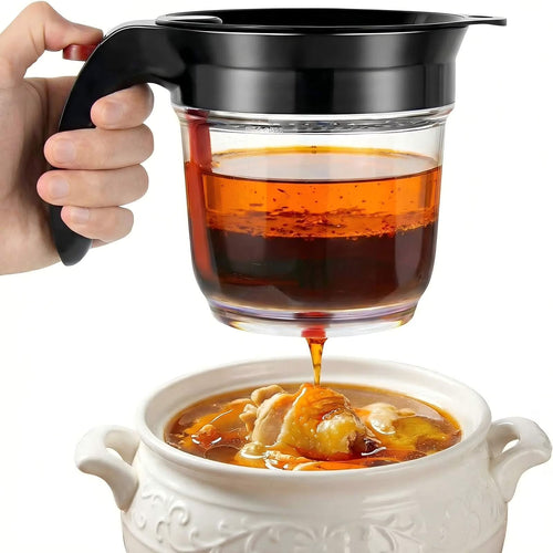 Fat Separator with Strainer and Bottom Release 33 oz Gravy Grease Separator for Cooking Healthier Gravy