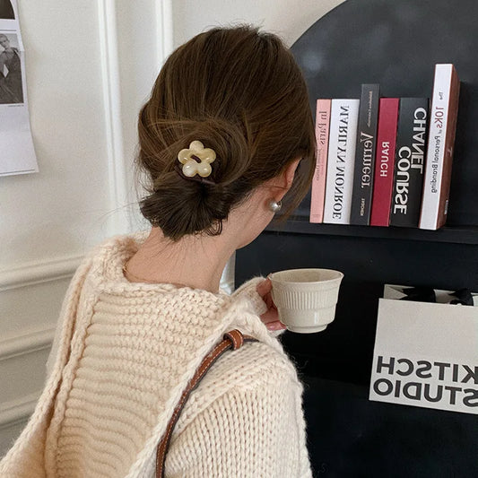 2025 Fresh Simple High Elastic Beef Tendon Hair Ties Small Flower Hair Rings Early Spring Prepared Accessory