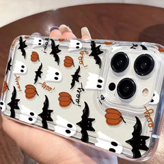 Popular Halloween Bat Mobile Phone case for iPhone 16 15 17 Air Pro Max 14 Customize Pattern Transparent Coque Back Cover