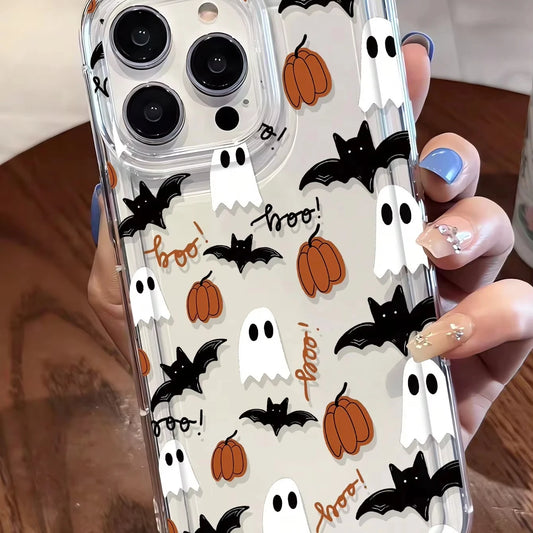 Popular Halloween Bat Mobile Phone case for iPhone 16 15 17 Air Pro Max 14 Customize Pattern Transparent Coque Back Cover