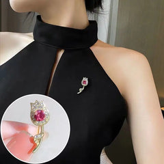 BOYI Minimally Designed cat Eye Stone Anti Glare Needle Buckle Pin for Both Men and Women Accessories