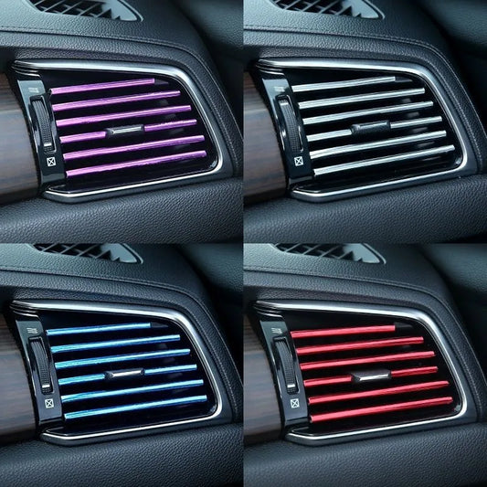 10pcs 20cm Car Air Conditioner Outlet Colorful Decorative U Shape Moulding Trim Strips Car Interior Accessories