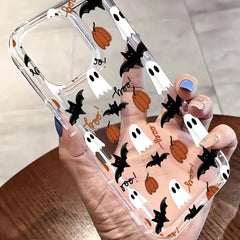 Popular Halloween Bat Mobile Phone case for iPhone 16 15 17 Air Pro Max 14 Customize Pattern Transparent Coque Back Cover