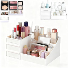 Makeup Organizer with Drawers, Cosmetic Organizer for Vanity Dresser Bathroom Countertop, Large Capacity Makeup Organizer for Skincare, Lipstick, Palettes, Perfume & Brush Display Holder