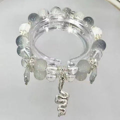 Ancient style ice-clear beaded spirit snake bracelet, white snake floating DIY impression, niche light luxury national style couple gift bracelet.