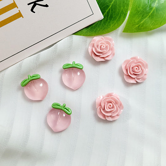 Popular color small camellia transparent peach resin accessories DIY handmade trinkets grab clip decorative accessories