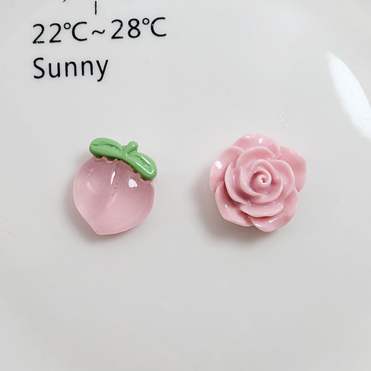 Popular color small camellia transparent peach resin accessories DIY handmade trinkets grab clip decorative accessories