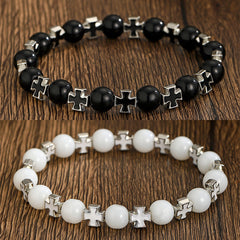 Amazon cross-border hot-selling geometric cross bracelet, male and female couples fashion versatile niche elastic bracelet wholesale