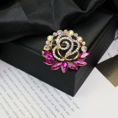 Fashion Retro Flower Pearl Diamond Brooch Versatile High-end Natural Color Alloy Brooch Clothing Pin Buckle