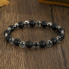 Amazon cross-border hot-selling geometric cross bracelet, male and female couples fashion versatile niche elastic bracelet wholesale