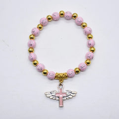 Shein Cross Mirror Hot Stamping Acrylic Cross Bead Bracelet Etsy Oil Dropping Angel Beaded Rosary Bead Hand Jewelry