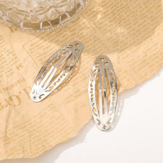 Cross-border European, American and Korean versions of thickened metal hairpins, simple silver BB clips, water droplets, oval shape, break-up clips, girl side clips