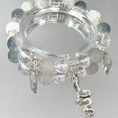 Ancient style ice-clear beaded spirit snake bracelet, white snake floating DIY impression, niche light luxury national style couple gift bracelet.