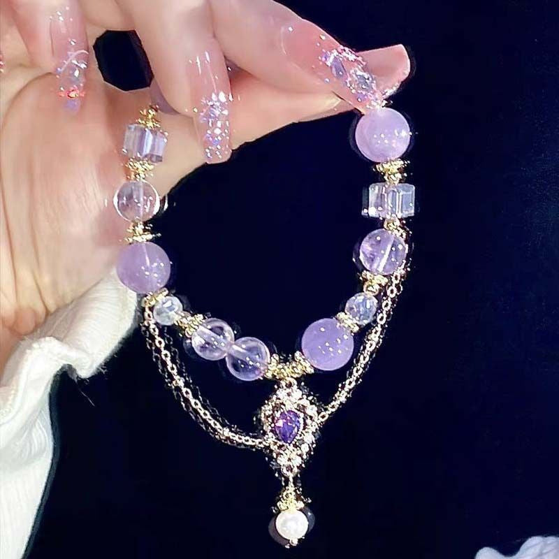 New Chinese amethyst bracelet contrasting color light luxury niche exquisite fairy bracelet girlfriend gift wisteria flower bracelet