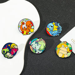 Japanese animation creative Pokémon cartoon metal badge cute frog seeds, up to duck, personalized brooch