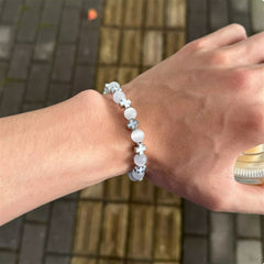 Live hot-selling small fresh niche black agate opal bracelet ins versatile Korean version cross elastic bracelet