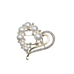 Fashion Retro Flower Pearl Diamond Brooch Versatile High-end Natural Color Alloy Brooch Clothing Pin Buckle