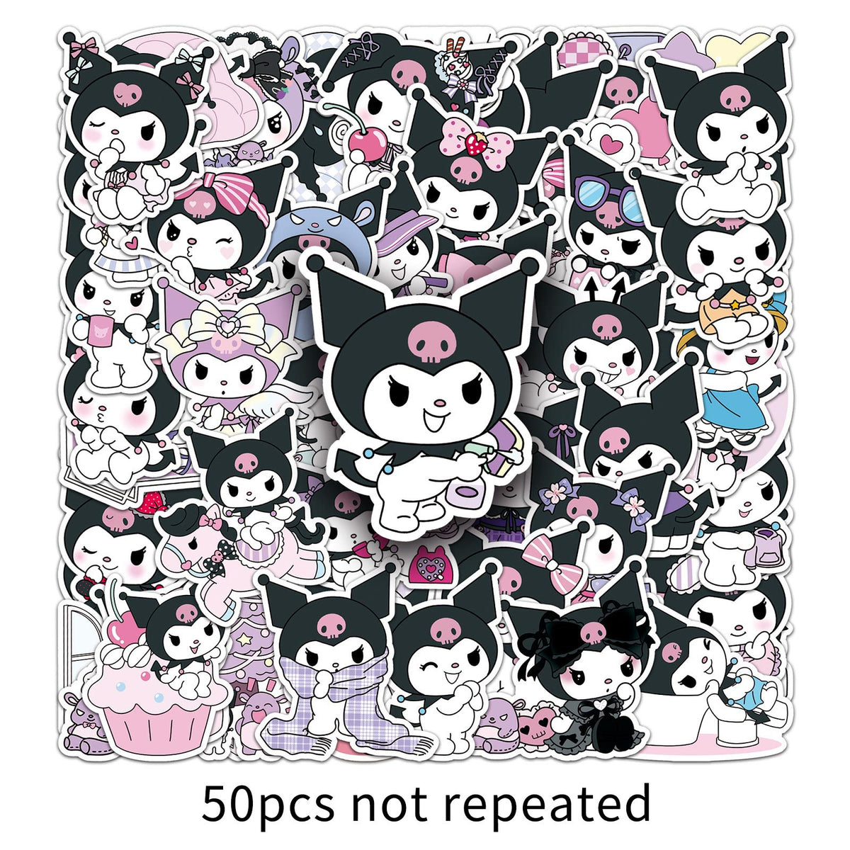 50 Kuromi Stickers Kuromi Sanrio Cute Cartoon Waterproof Decoration Computer Mobile Phone Thermos Cup Stickers