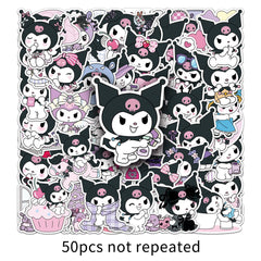 50 Kuromi Stickers Kuromi Sanrio Cute Cartoon Waterproof Decoration Computer Mobile Phone Thermos Cup Stickers