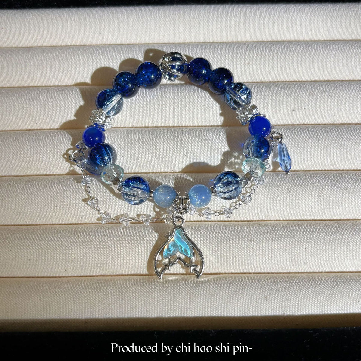 Zhou Shen should support the color, the surrounding gradual change, deep sea blue fishtail beaded bracelet women's niche design high value versatile jewelry