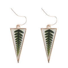 Cross-border European, American and independent stations retro new triangular Epoxy simulated leaf earrings