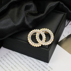 Fashion Retro Flower Pearl Diamond Brooch Versatile High-end Natural Color Alloy Brooch Clothing Pin Buckle