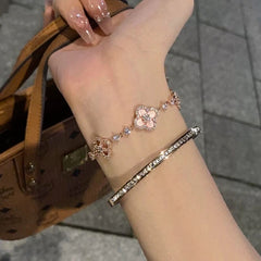 Spring Flower Oath" pink flower bracelet 2025 new autumn and winter daughter temperament niche versatile fashion bracelet