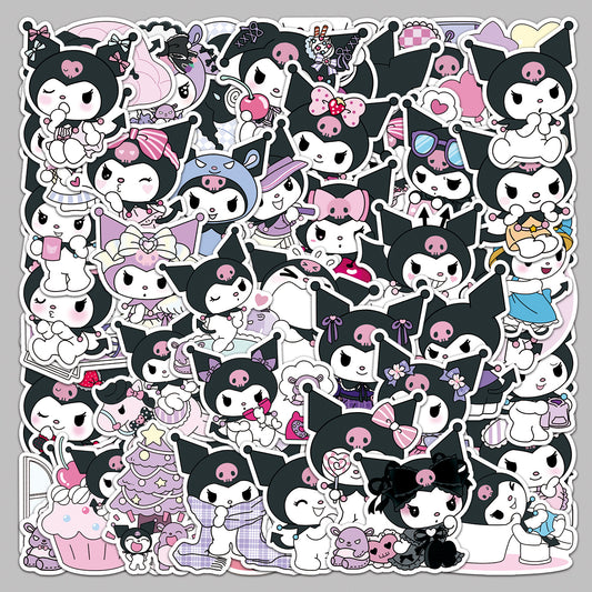 50 Kuromi Stickers Kuromi Sanrio Cute Cartoon Waterproof Decoration Computer Mobile Phone Thermos Cup Stickers