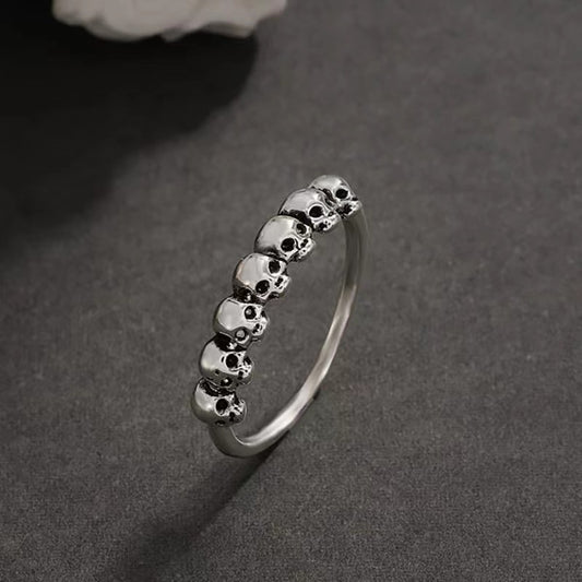 European and American personality retro seven skulls men's rings fashion design sense Halloween ring women exaggerated wholesale