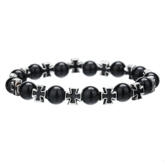 Live hot-selling small fresh niche black agate opal bracelet ins versatile Korean version cross elastic bracelet