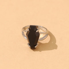 Jugou AliExpress European and American cross-border new products creative gothic punk style inlaid with black gemstones women's ring