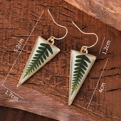 Cross-border European, American and independent stations retro new triangular Epoxy simulated leaf earrings