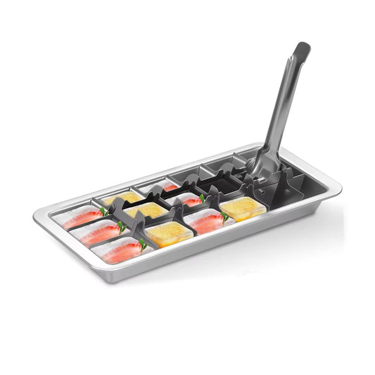 Retro Stainless Steel Ice Tray - 18-Cube Metal Ice Trays for Freezer with Easy Release Handle, Commercial Grade Non-Toxic Material, Dishwasher Safe, Send Goods from Local Warehouse